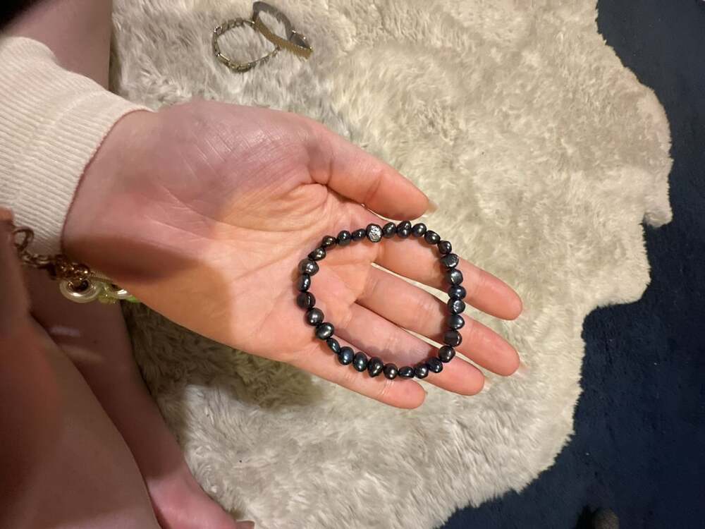 Black Baroque Freshwater Cultured Pearl Stretch Bracelet